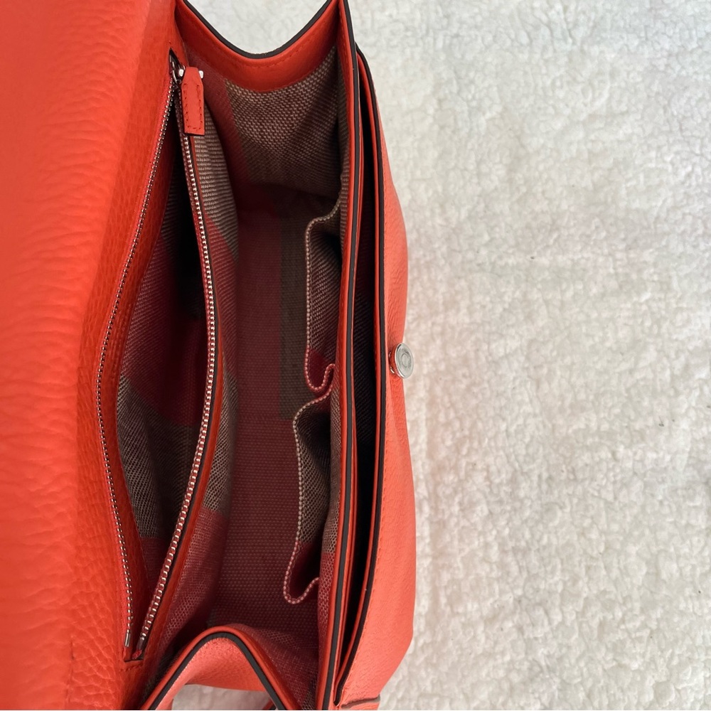 GUCCI Bamboo Daily Leather Flap Shoulder Bag- Orange - Picture 5 of 13